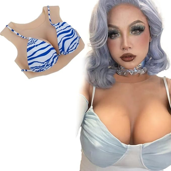 lgbtqbaby Breastplate C-G Cup Low Collar Fake Breast  Breasts Forms For Crossdresser Cosplay Drag Queen